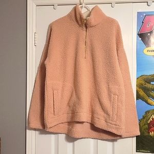 Pink Sherpa Half Zip Sweater